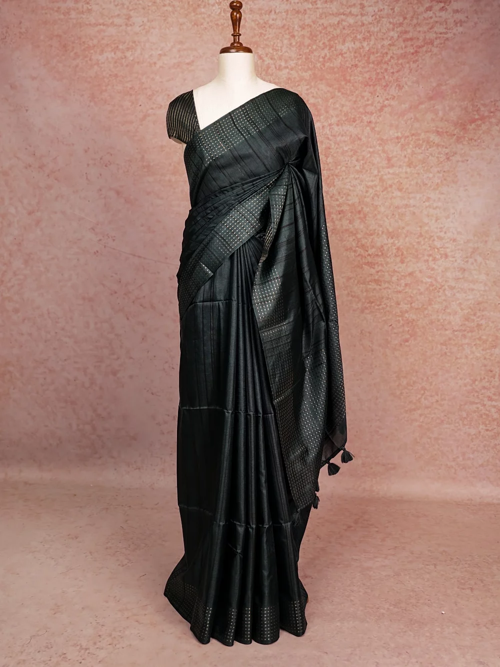 Dark Green Semi Tussar Saree