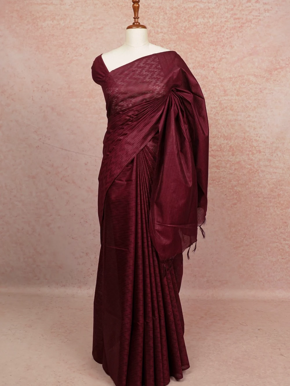 Wine Colour Semi Tussar Saree