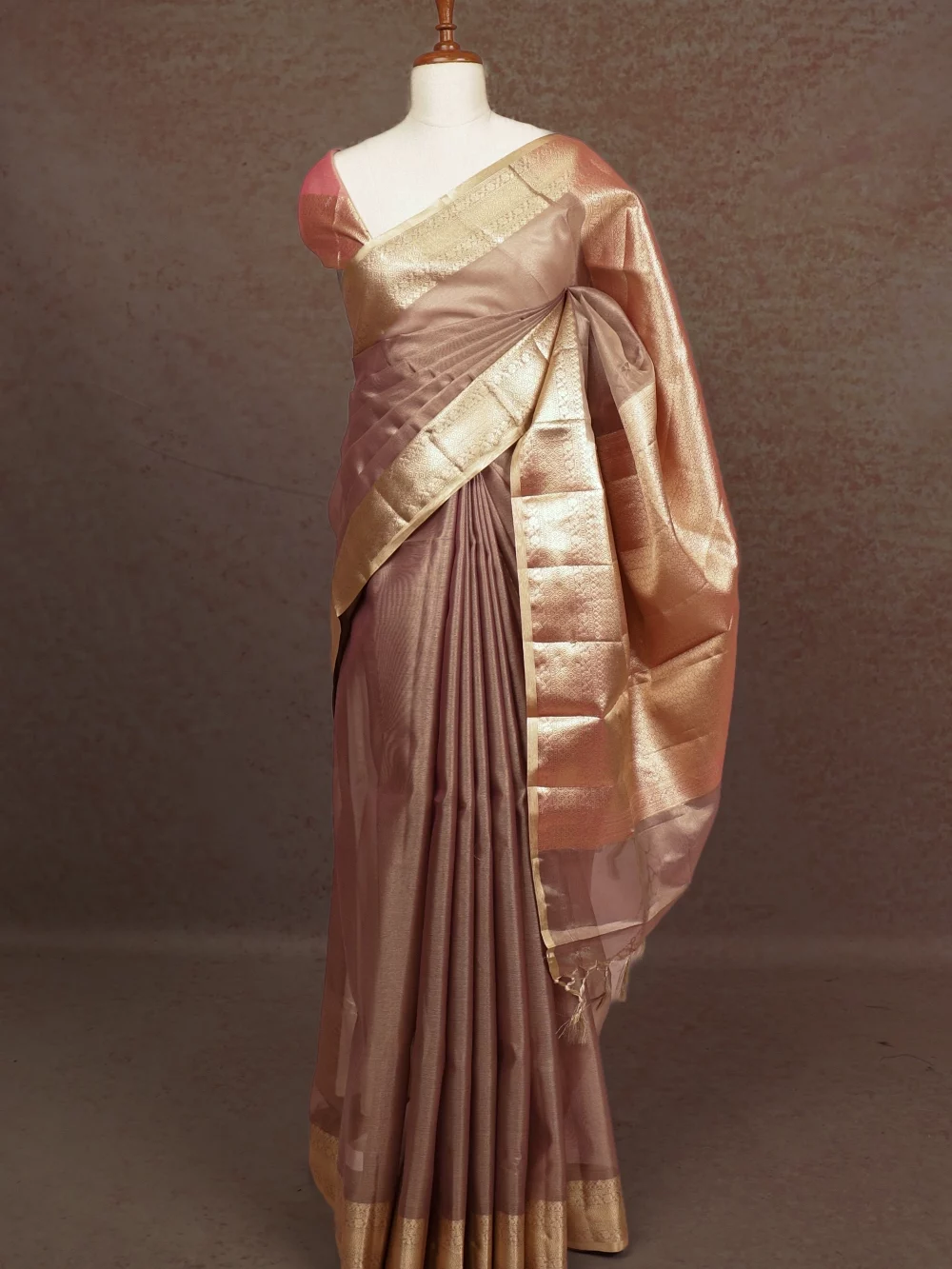Dusty Rose Semi Tissue Saree