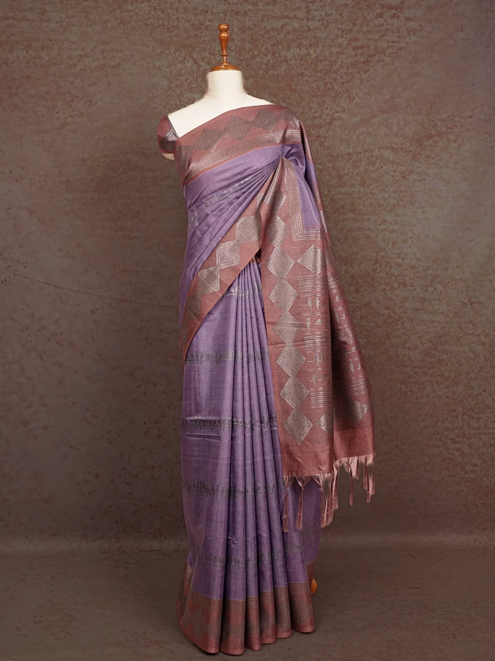 Lavender Colour Semi Tussar Saree