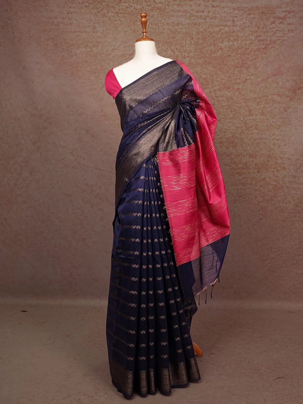 Royal Blue Jute Silk Saree