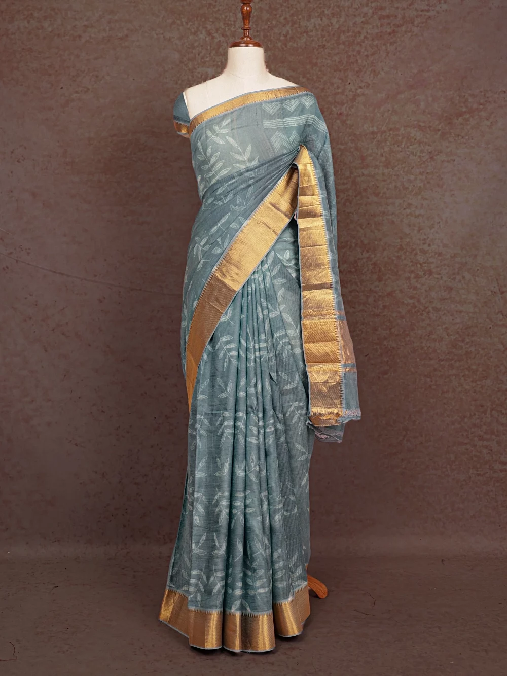Powder Blue Chanderi Silk Saree
