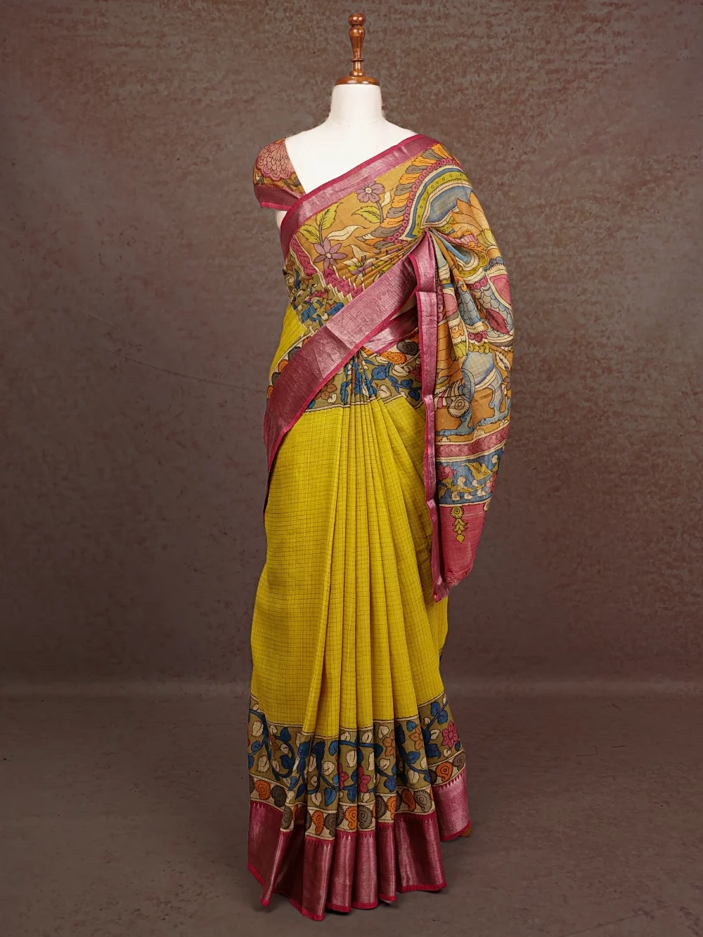 Mustard Yellow Chanderi Silk Saree