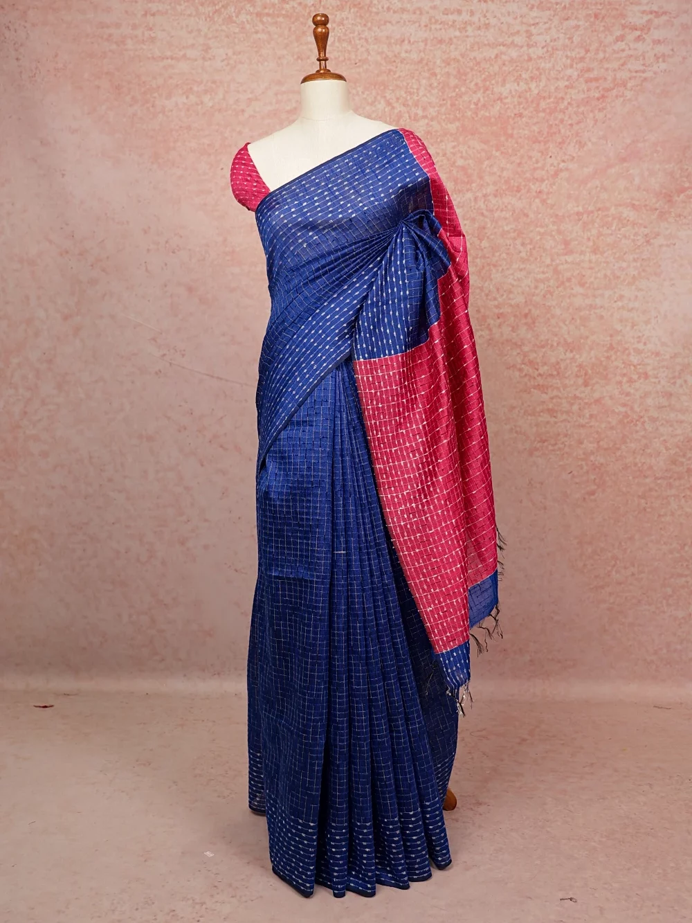 Blue Semi Jute Saree