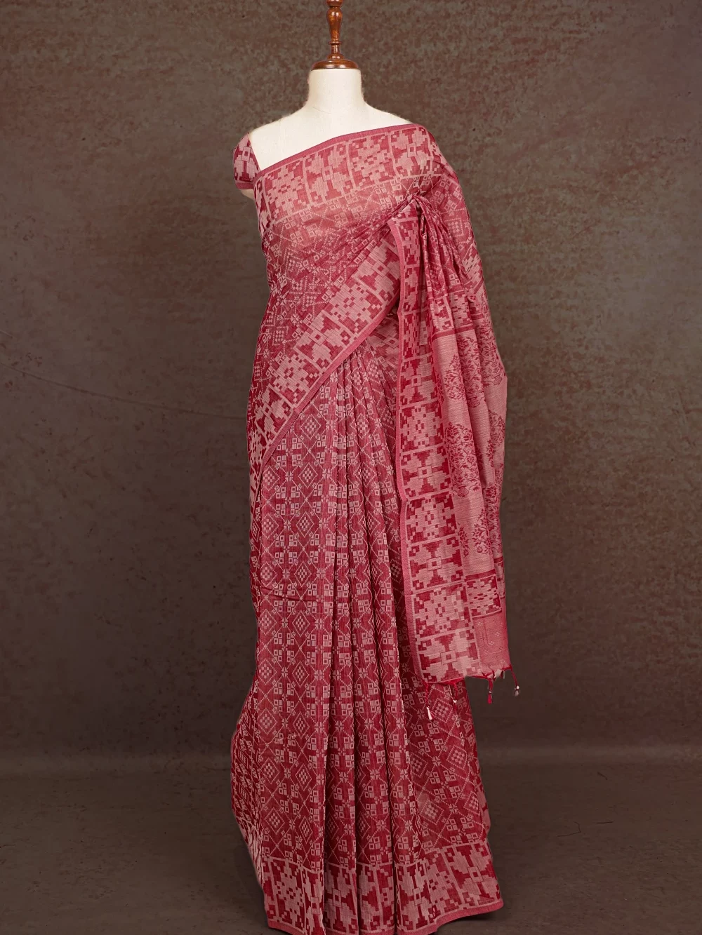 Maroon Cotton Saree
