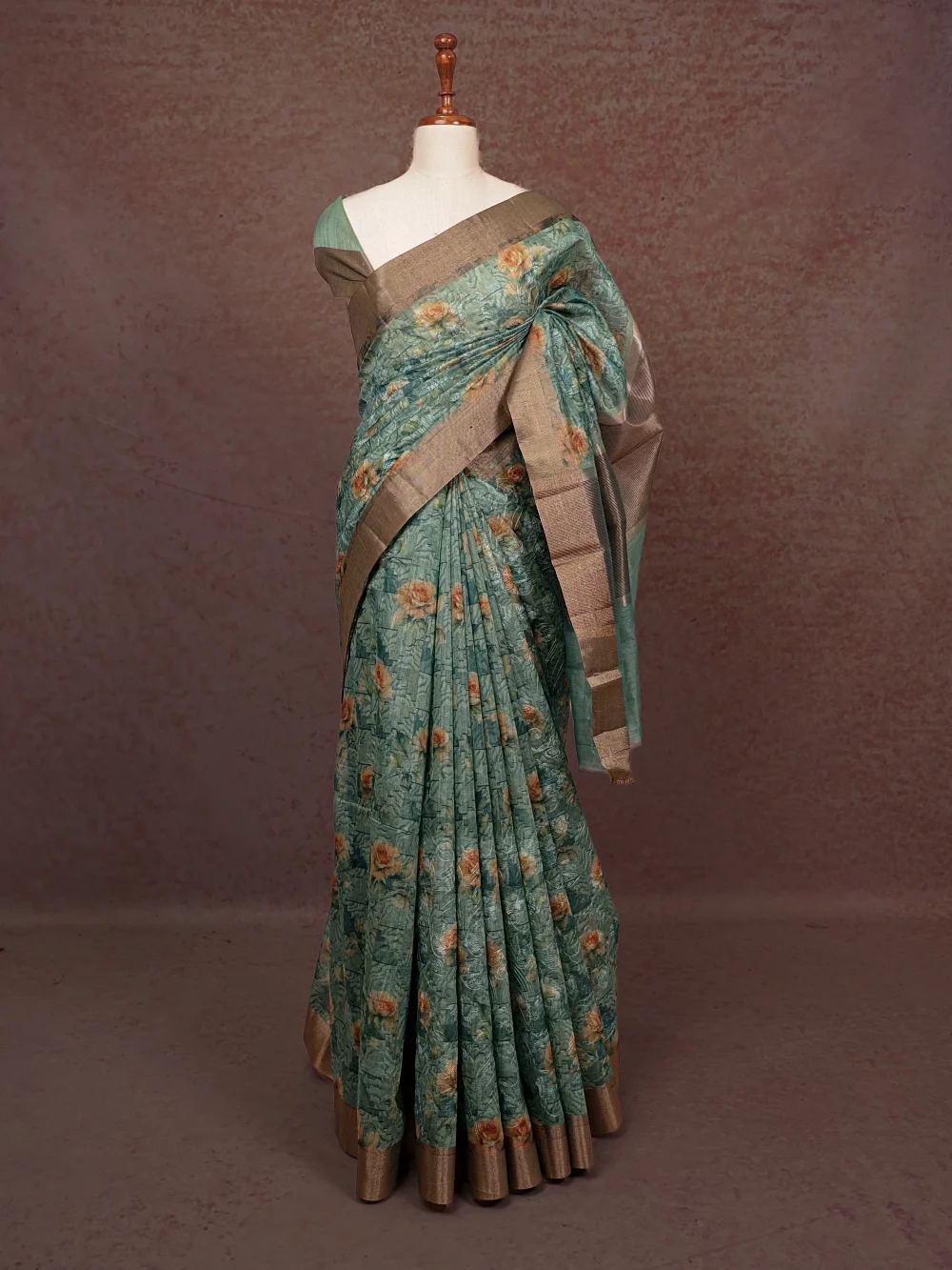Green Semi Tussar Saree