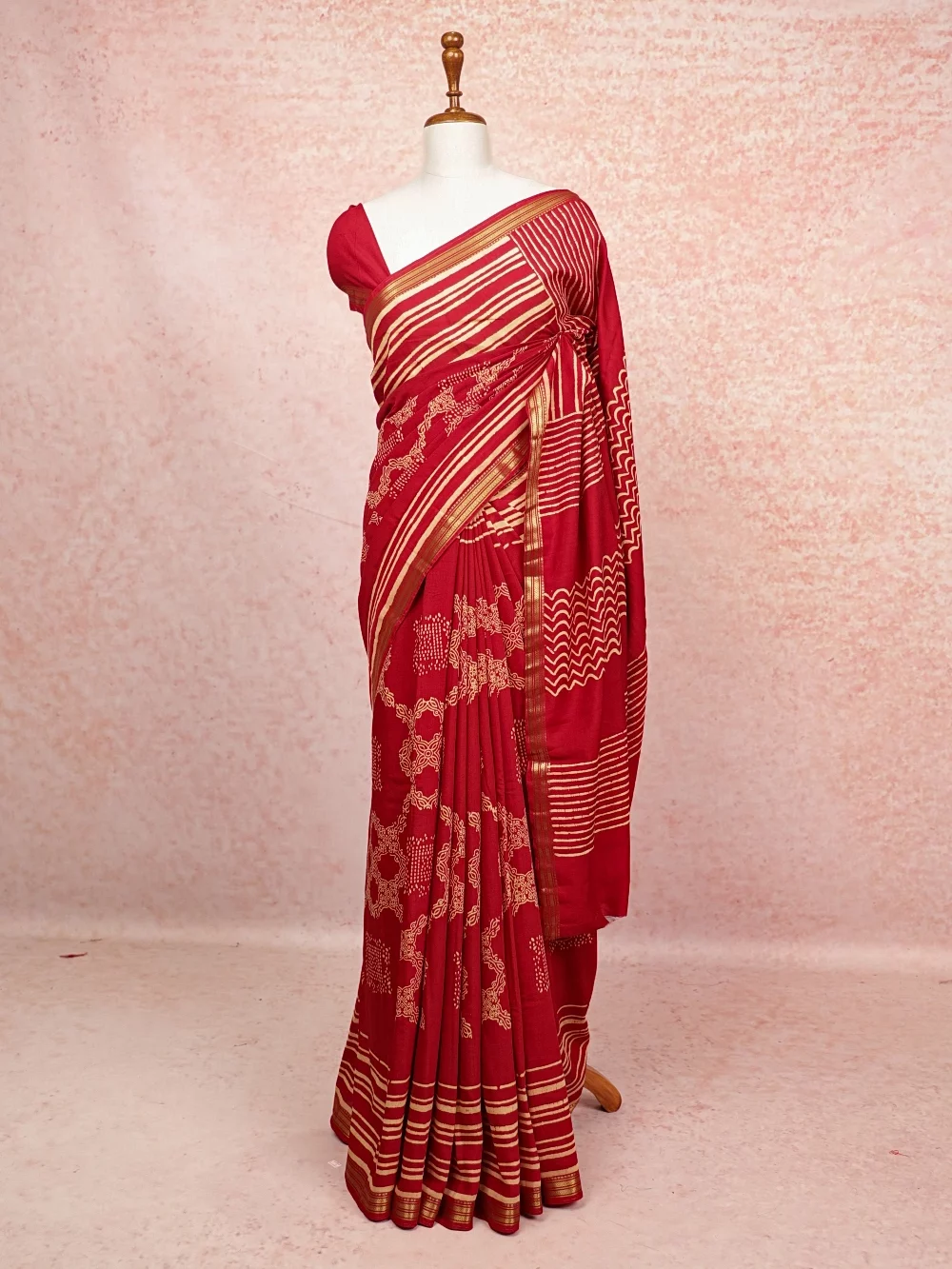 Red Semi Chanderi Saree
