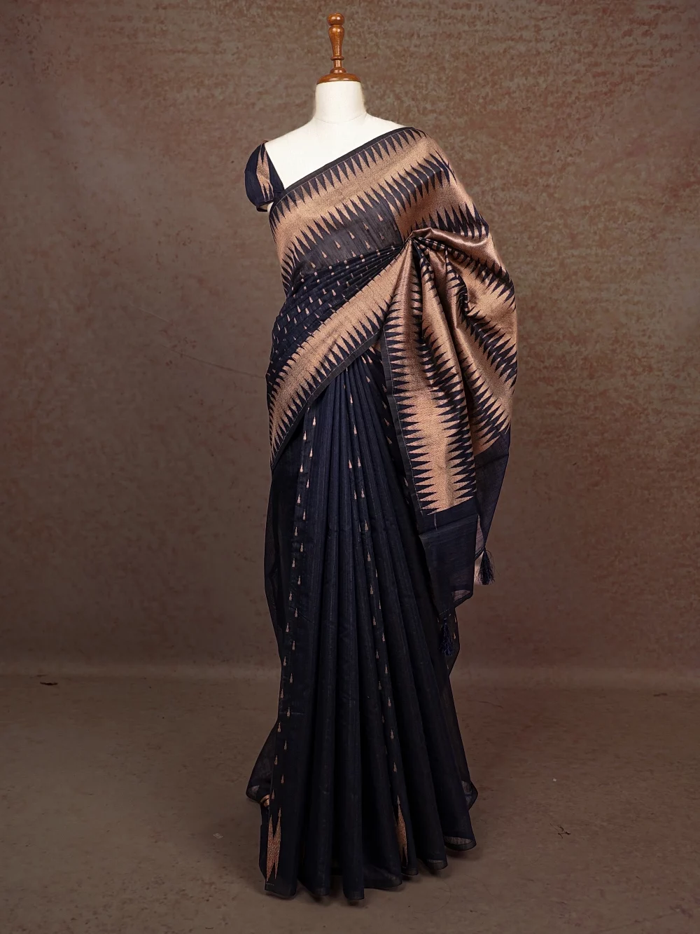 Dark Blue Cotton Silk Saree