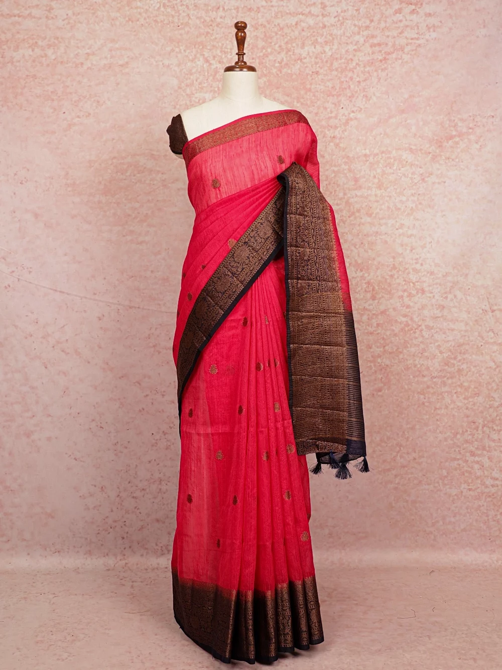 Rani Pink Semi Jute Saree