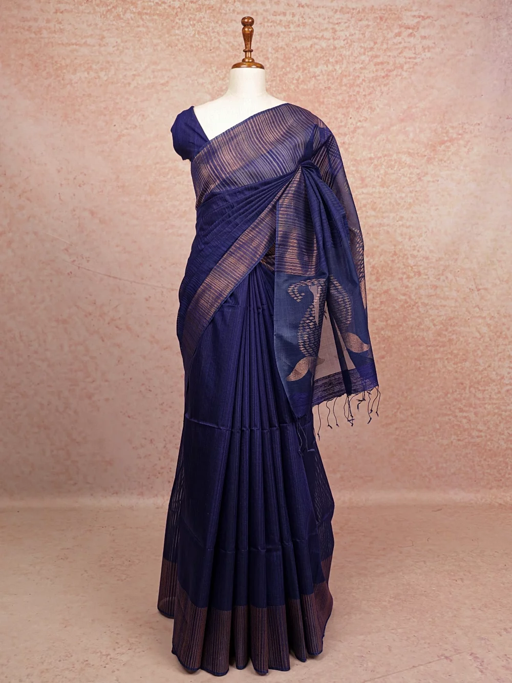 Blue Jute Silk Saree