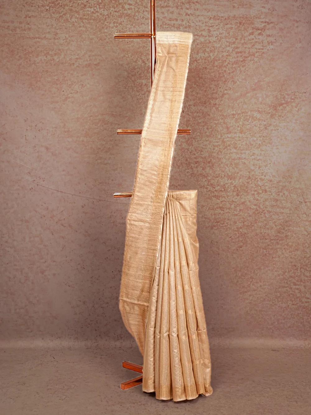 Beige Tussar Jute Saree