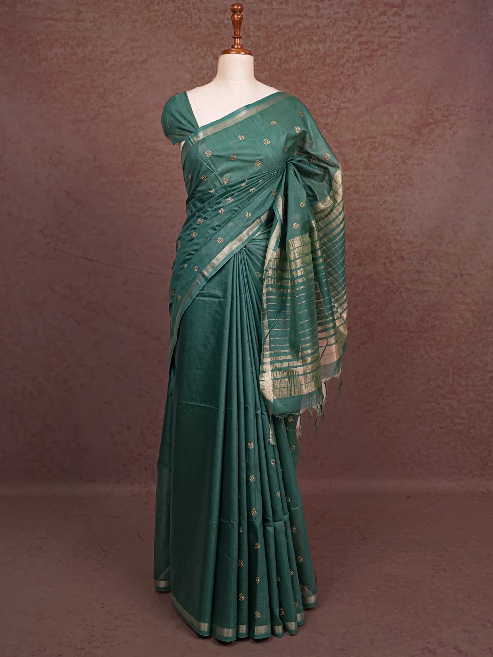 Sapphire Green Semi Tussar Saree