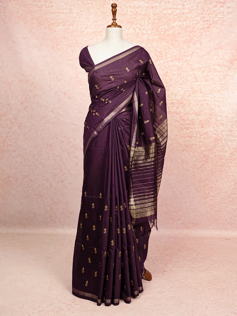 Royal Purple Semi Tussar Saree