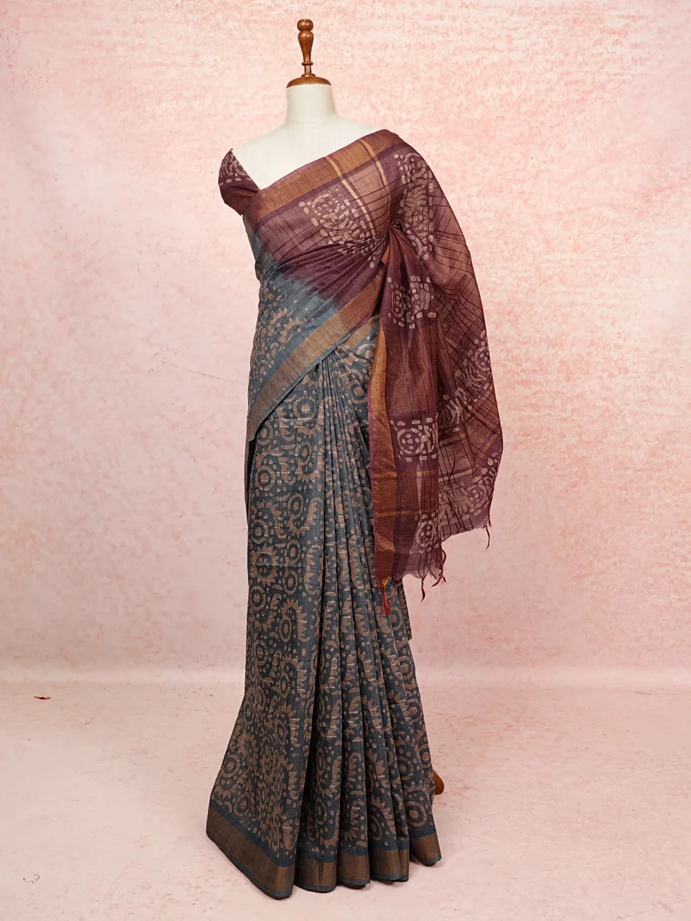 Blue Semi Tussar Saree