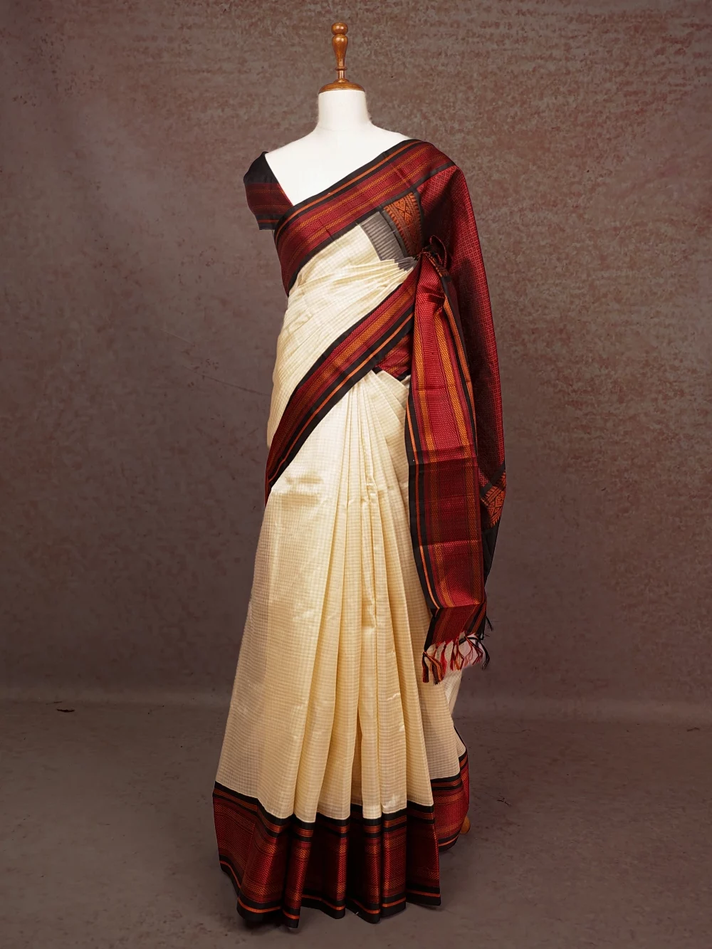 Cream Colour Cotton Silk Saree