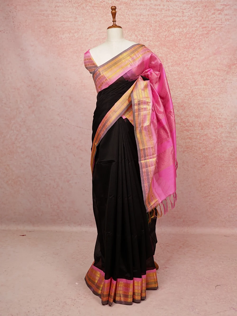 Black Kora Silk Saree