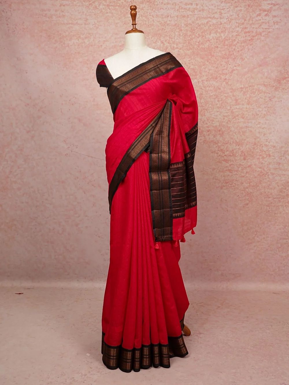 Red Semi Jute Saree