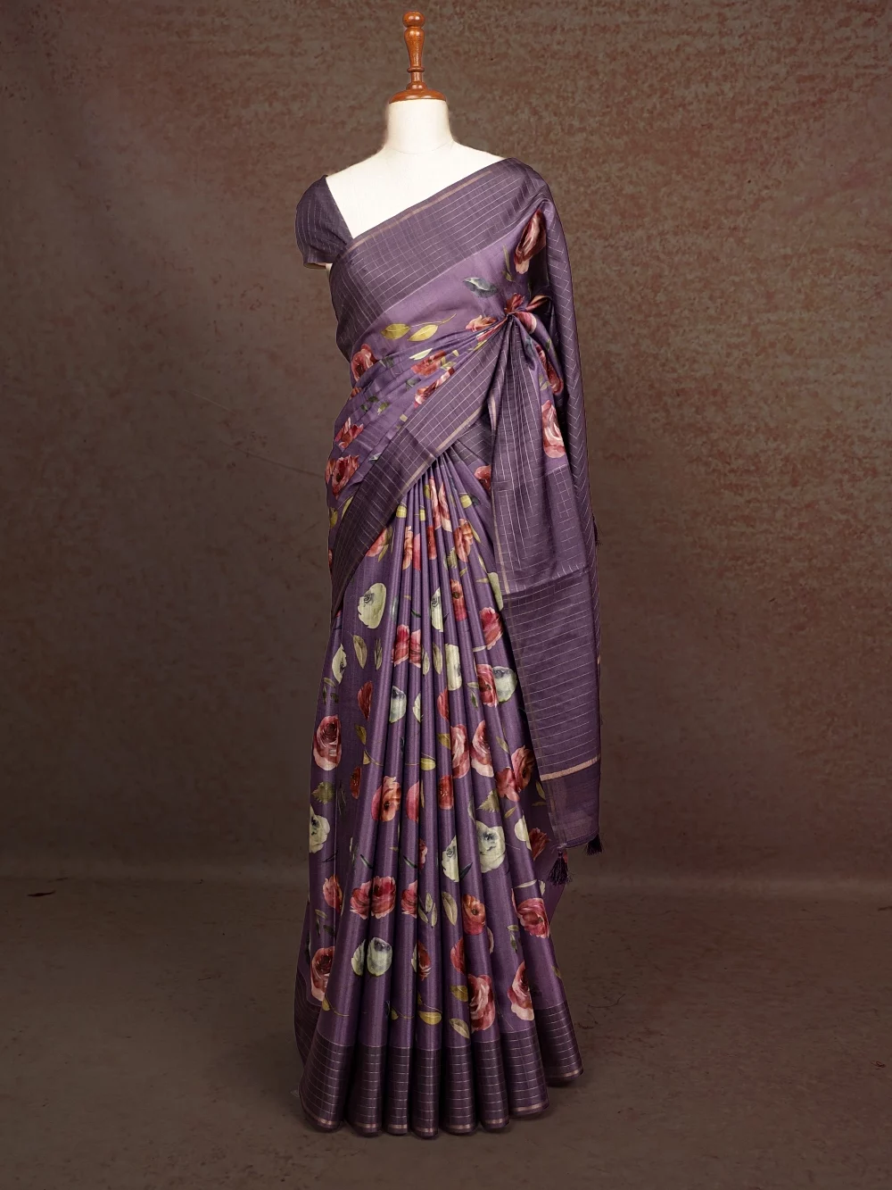 Lavender Semi Tussar Saree