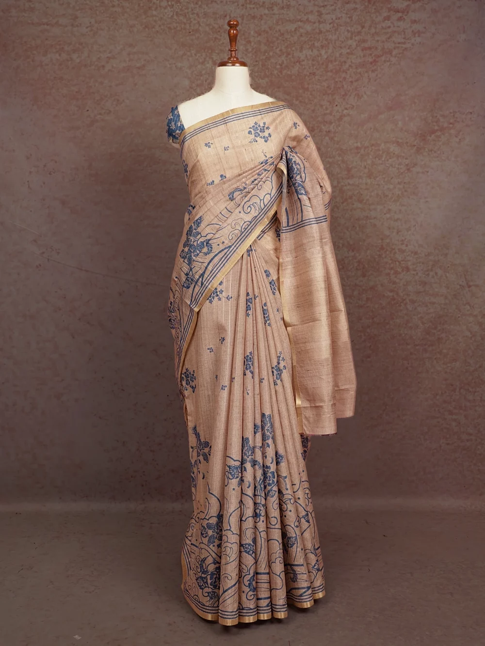 Cream Semi Tussar Saree