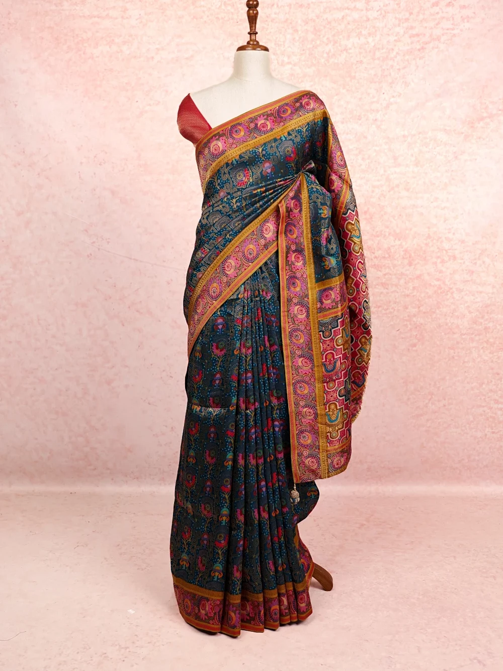 Blue Semi Banarasi Saree