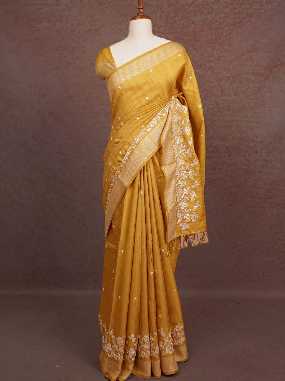 Yellow Semi Jute Saree