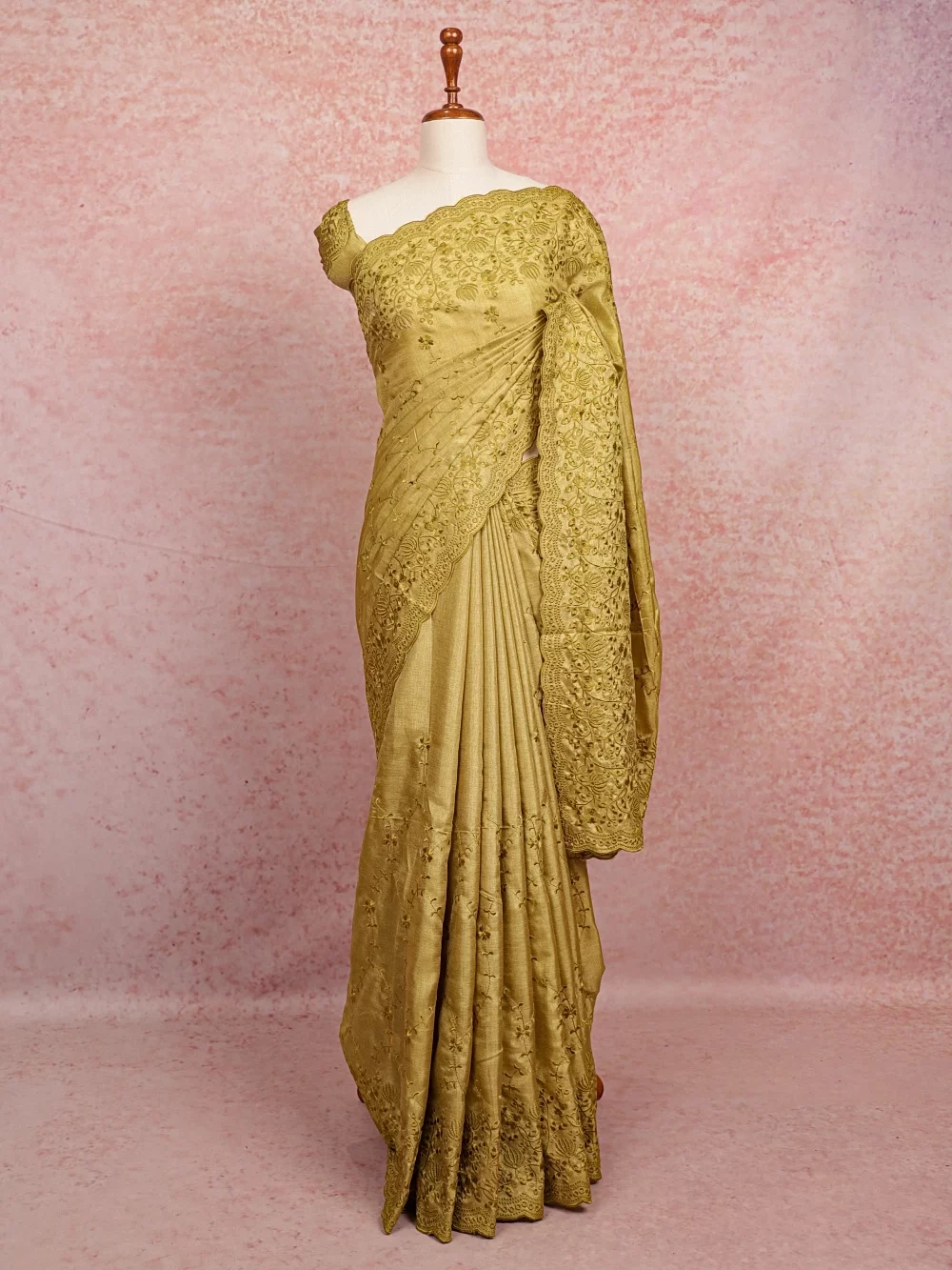 Light Green Semi Tussar Saree