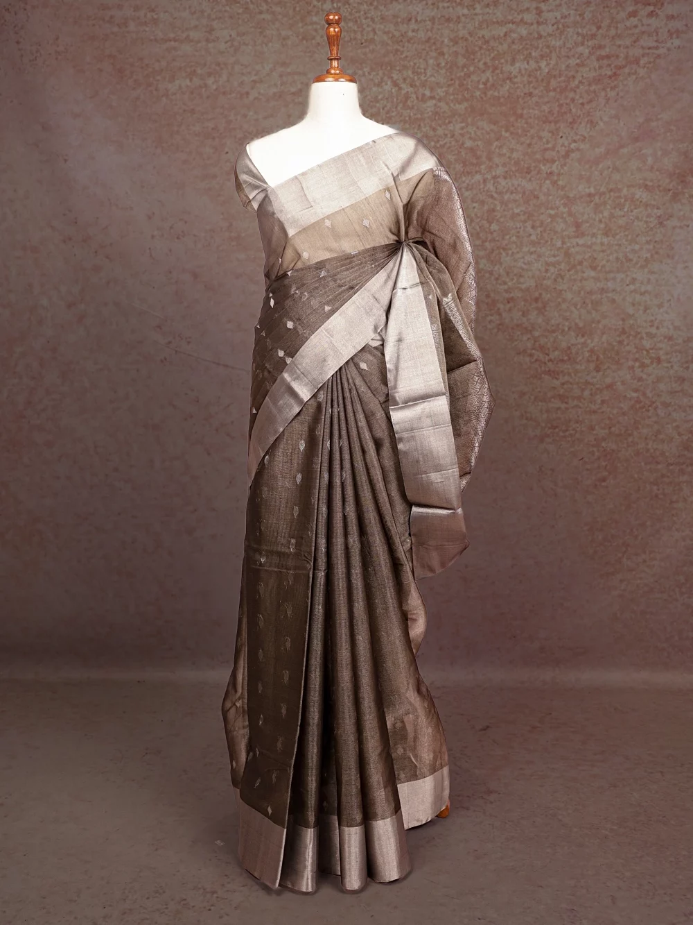 Ash Cotton Silk Saree