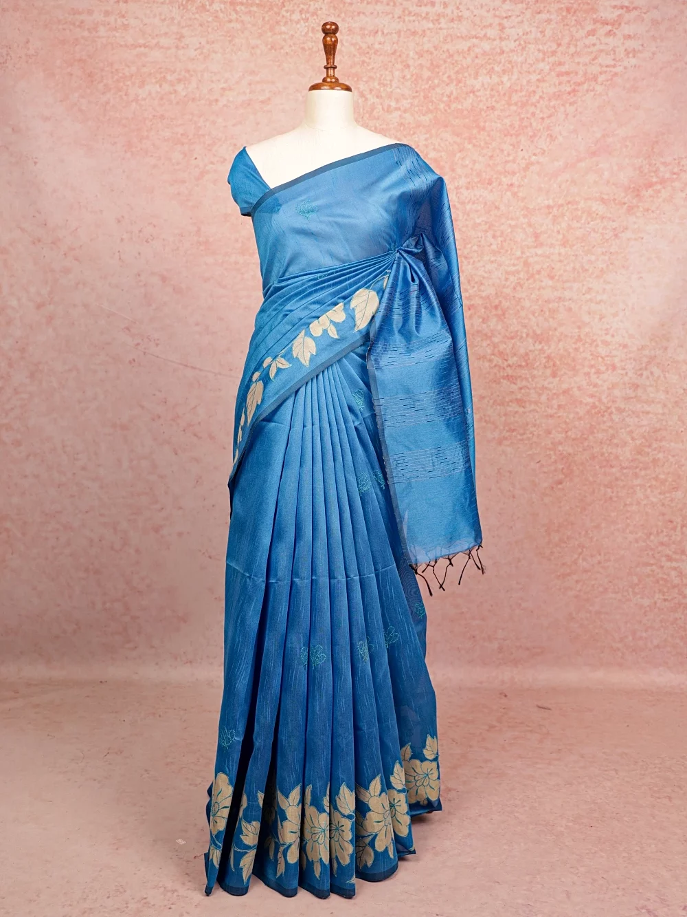 Blue Semi Jute Saree
