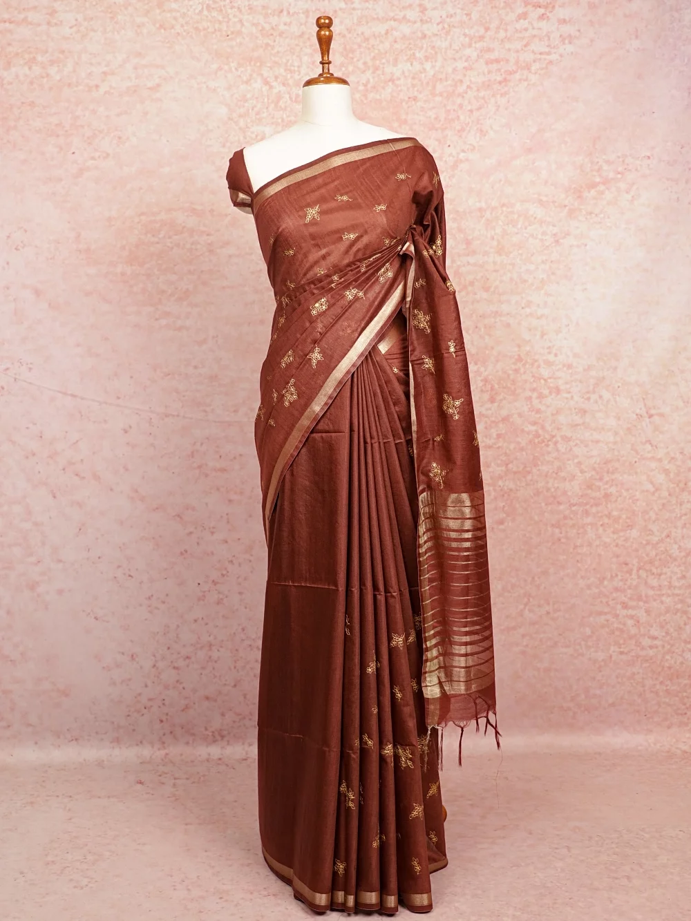 Brown Semi Tussar Saree