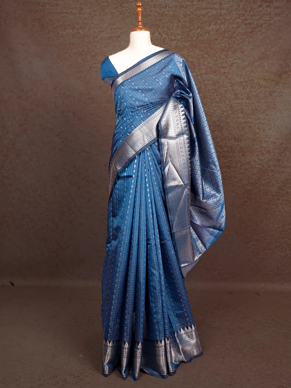 Blue Cotton Silk Saree