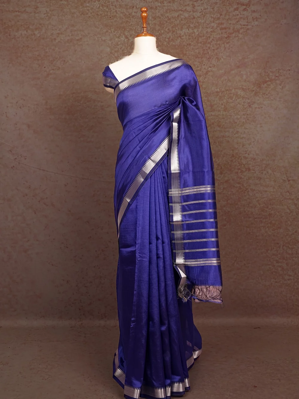Blue Cotton Silk Saree