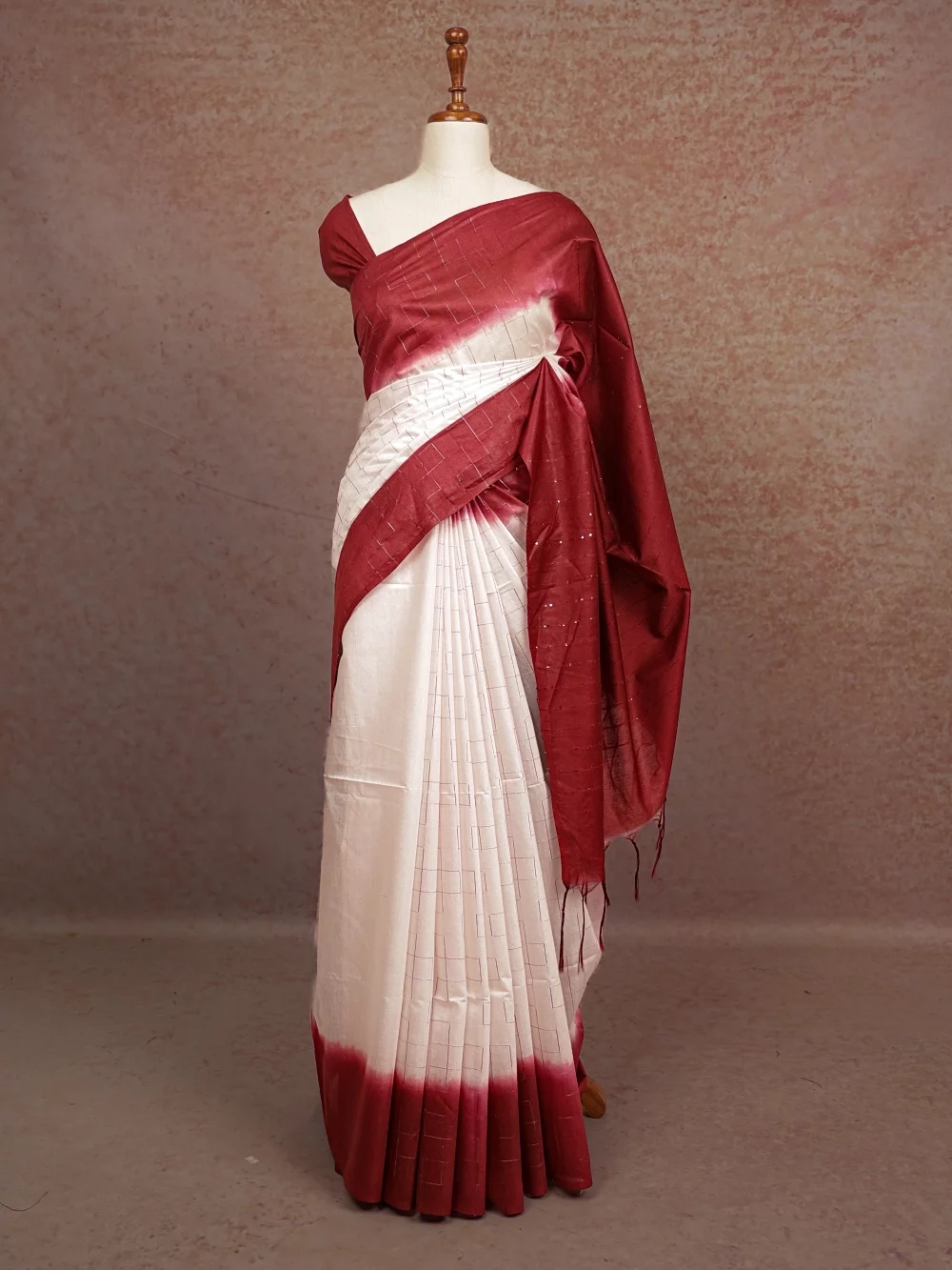 Off White Semi Tussar Saree