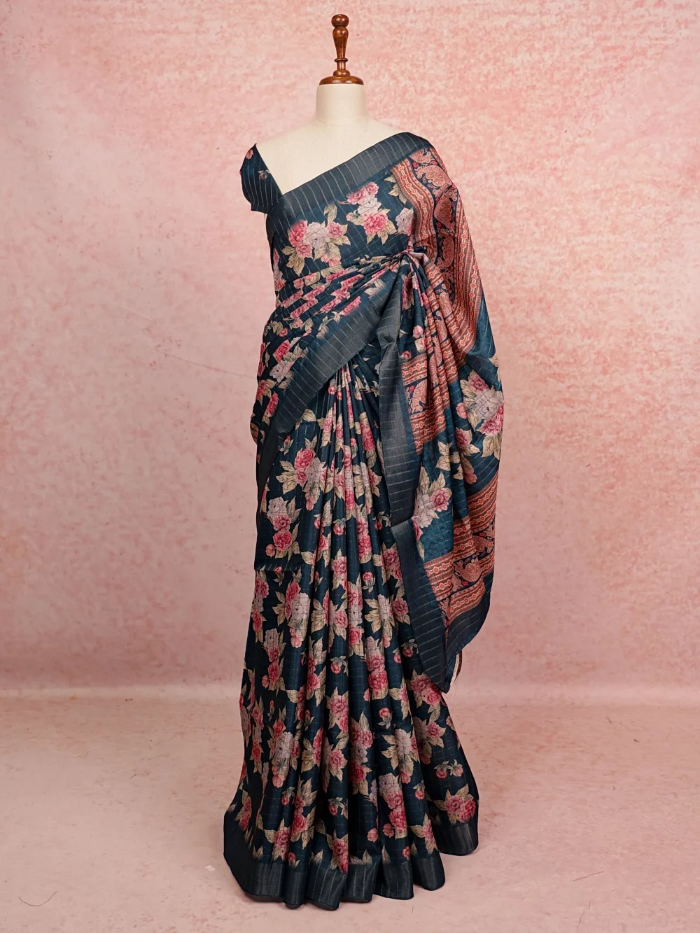 Blue Semi Tussar Saree