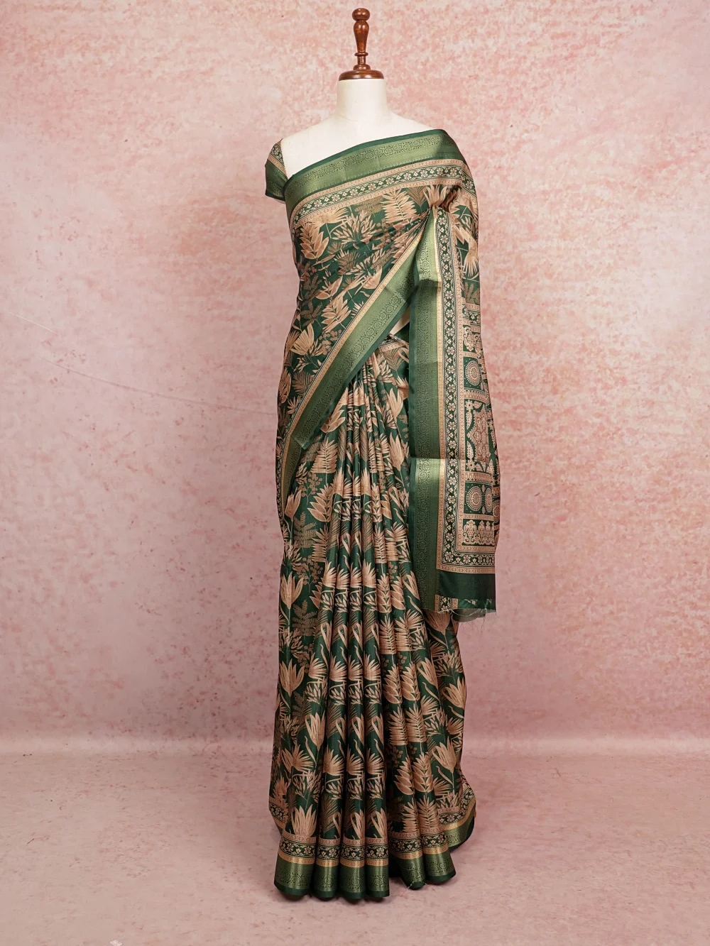 Green Semi Tussar Saree