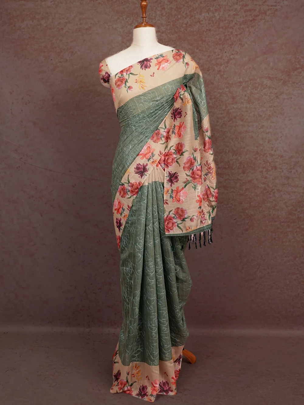 Green Semi Jute Saree