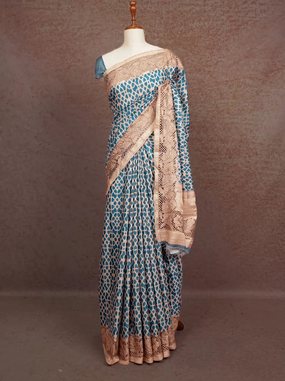 Cream Semi Tussar Saree