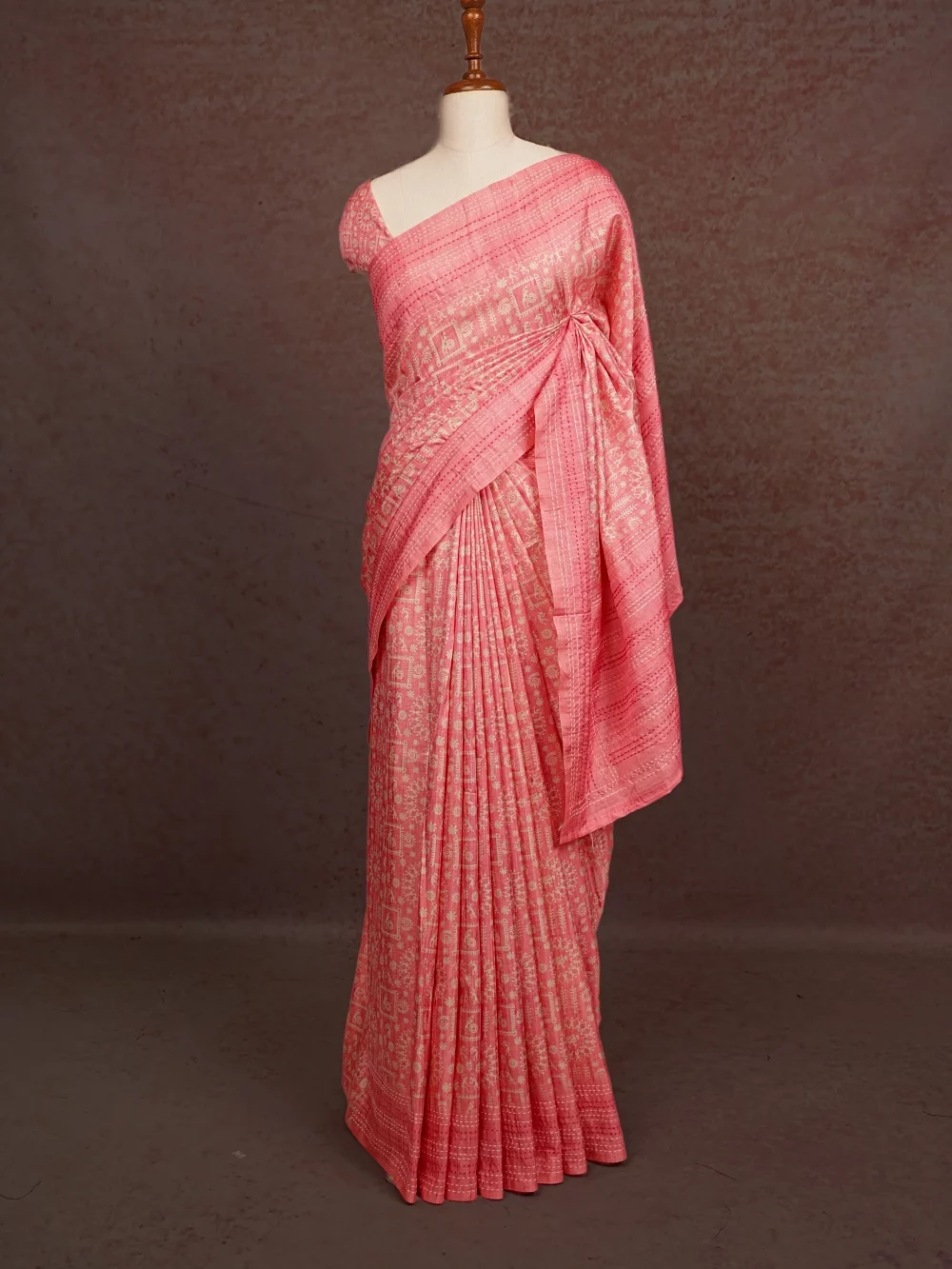 Pink Semi Jute Saree
