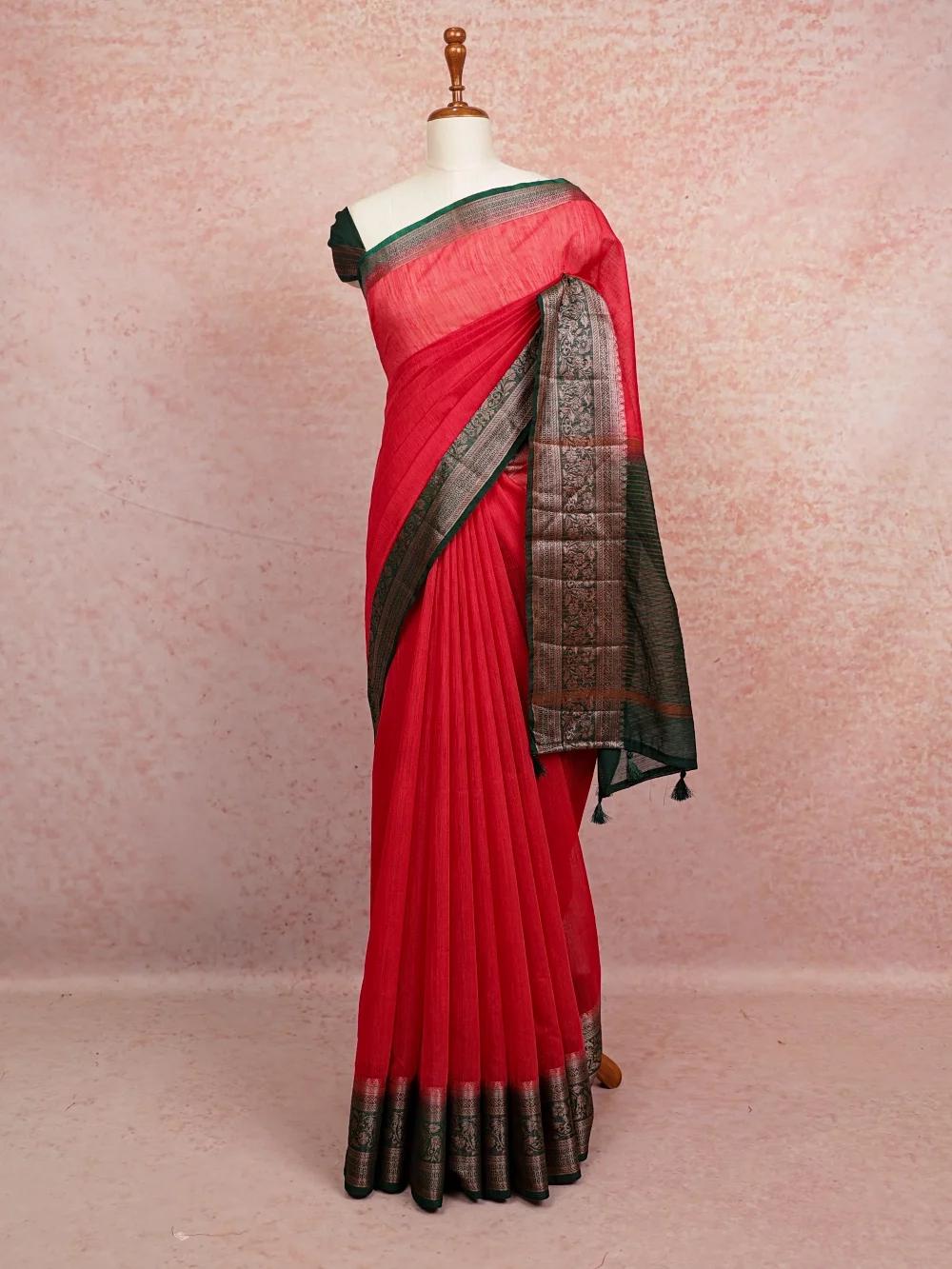 Maroon Semi Jute Saree