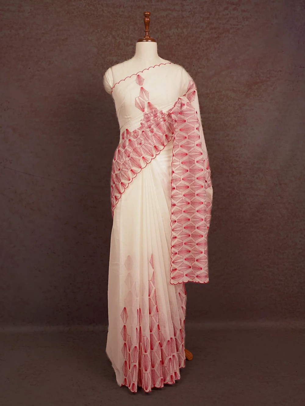 Off White Semi Chanderi Saree