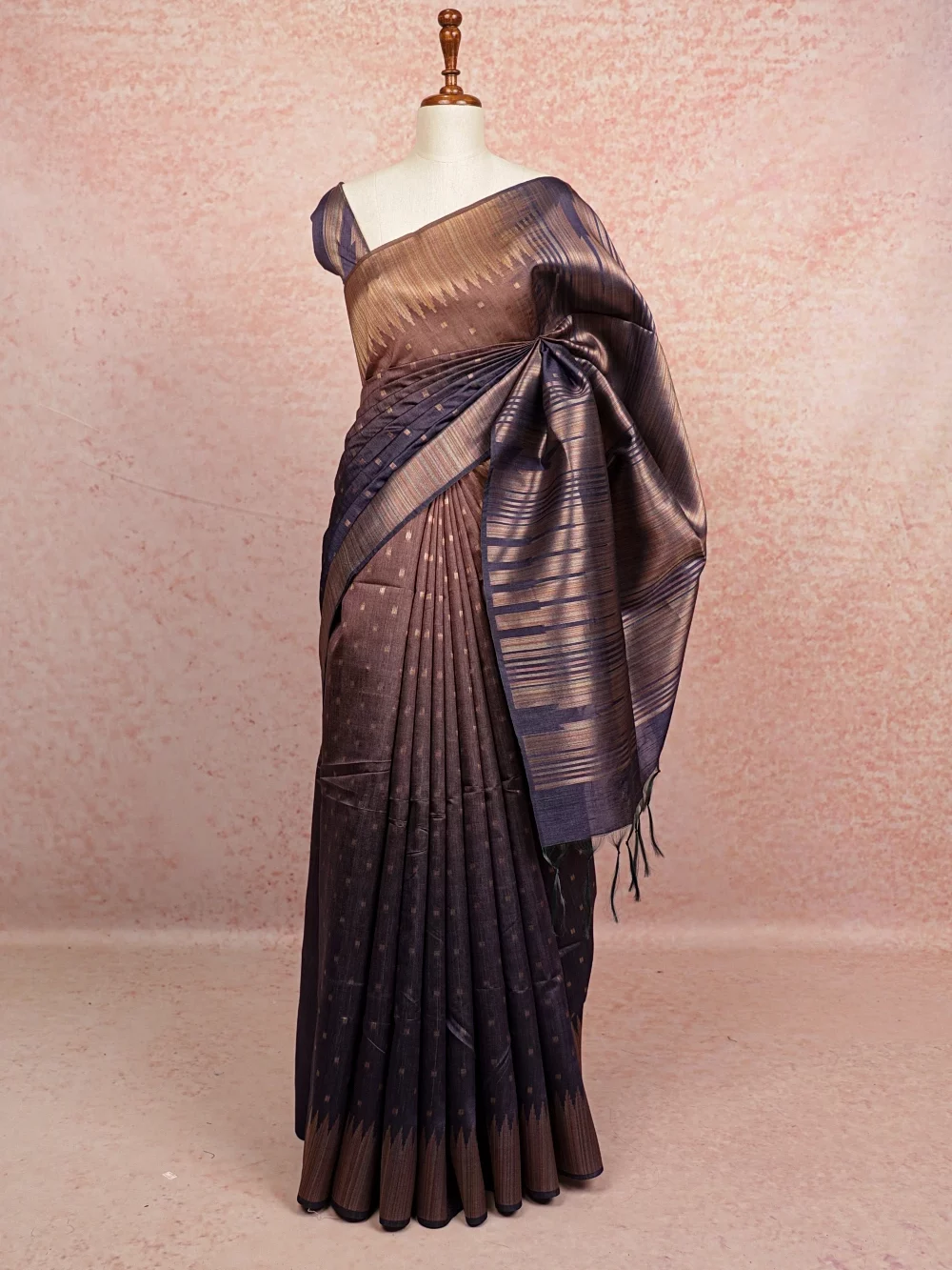 Light Brown Semi Jute Saree