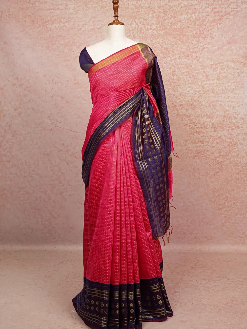 Red Semi Tussar Saree