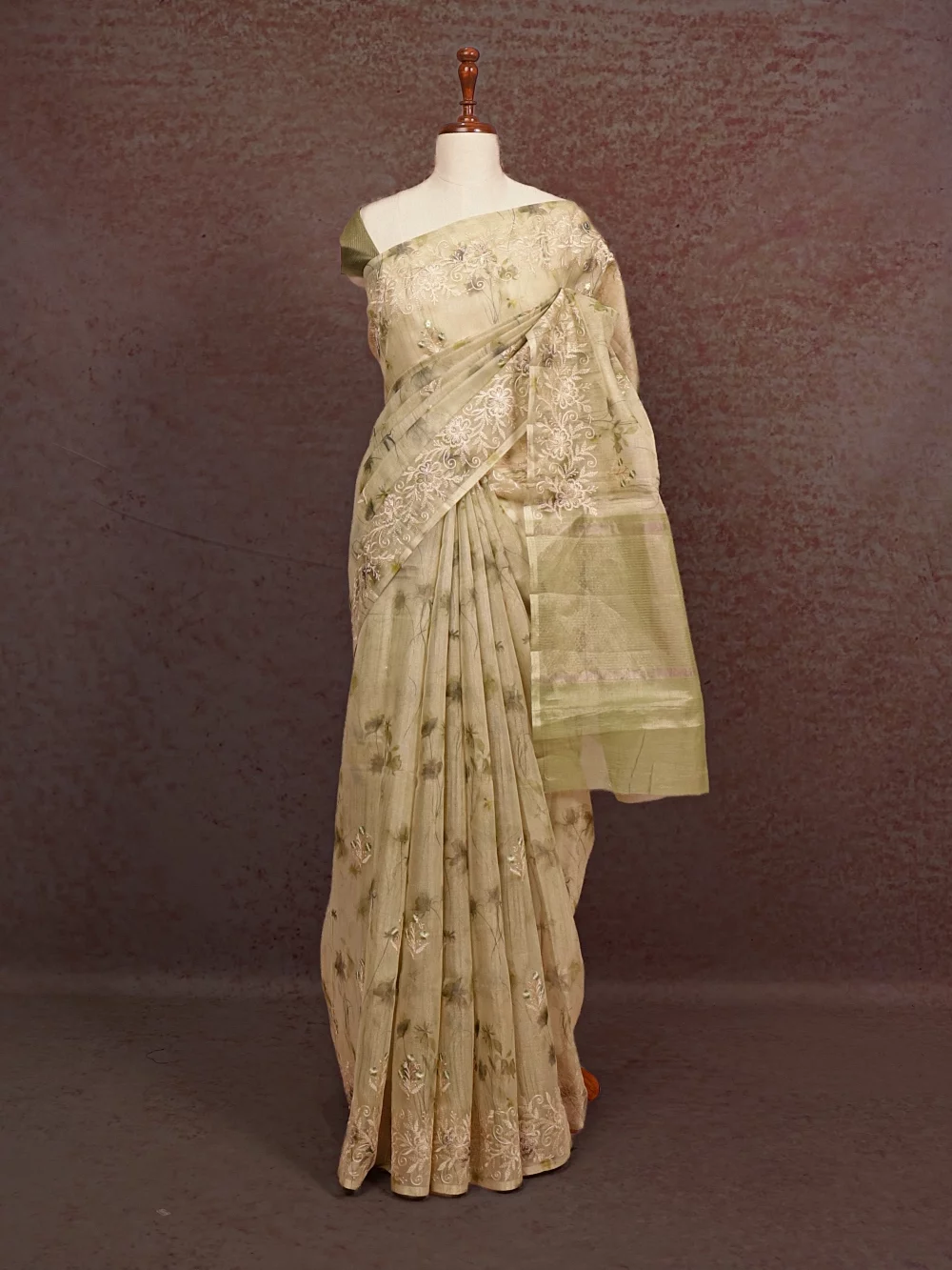 Cream Tissue Saree