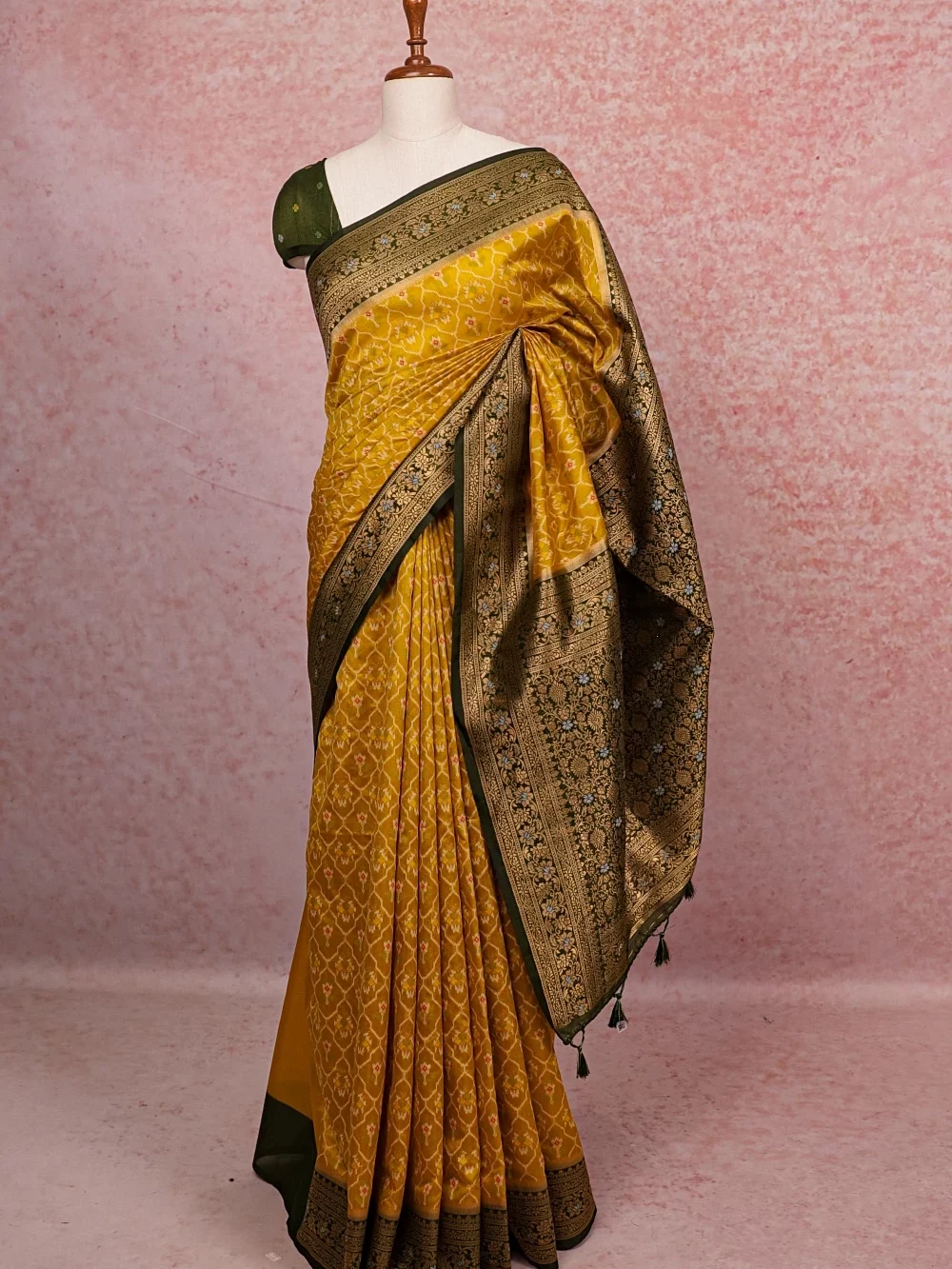 Golden Yellow Semi Jute Saree