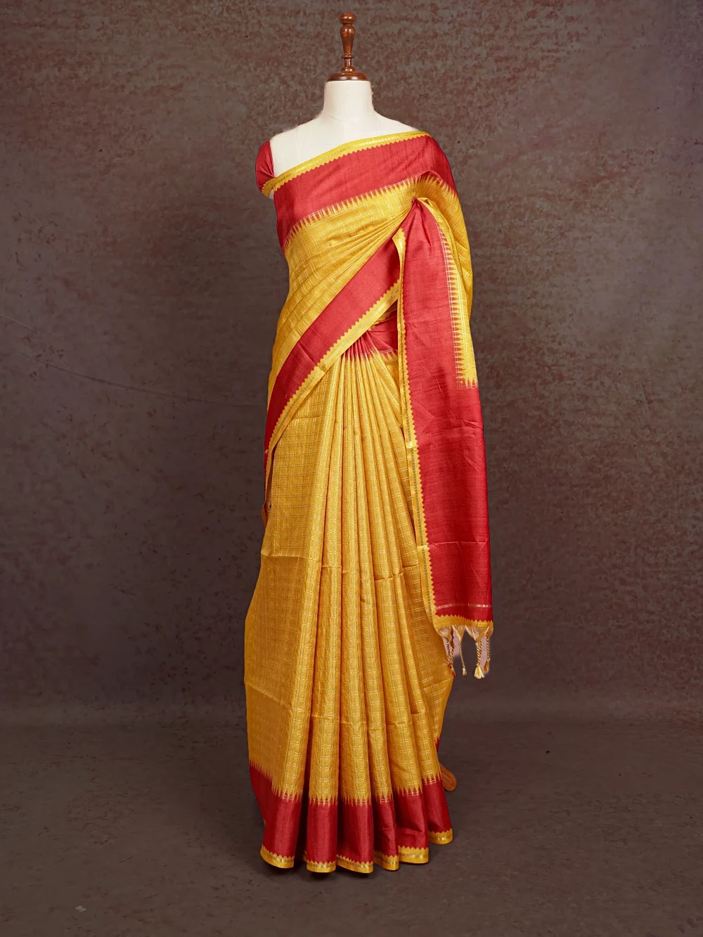 Yellow Semi Tussar Saree