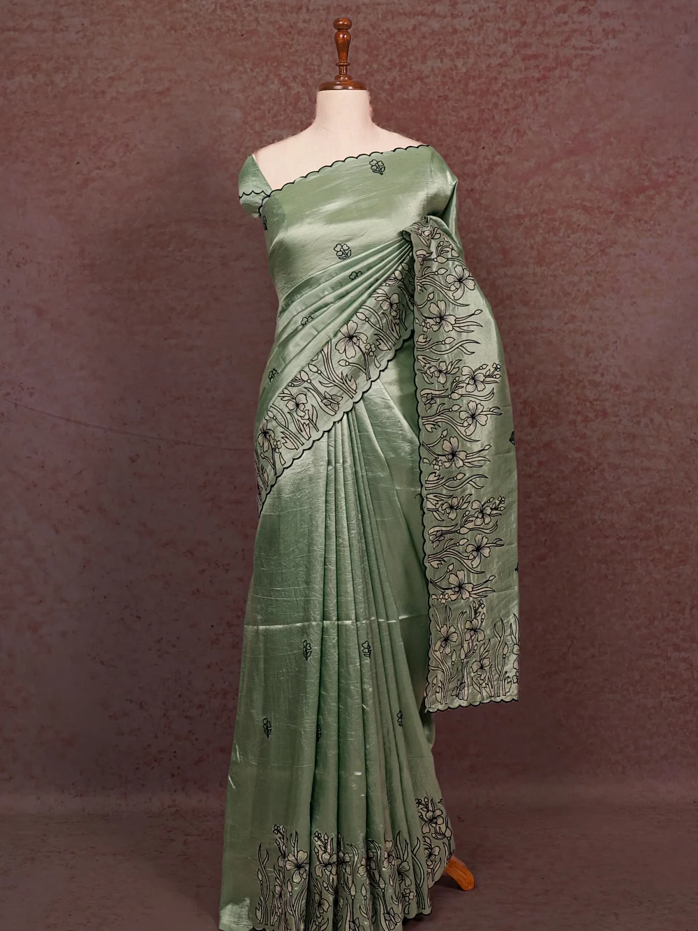 Light Green Semi Tussar Saree