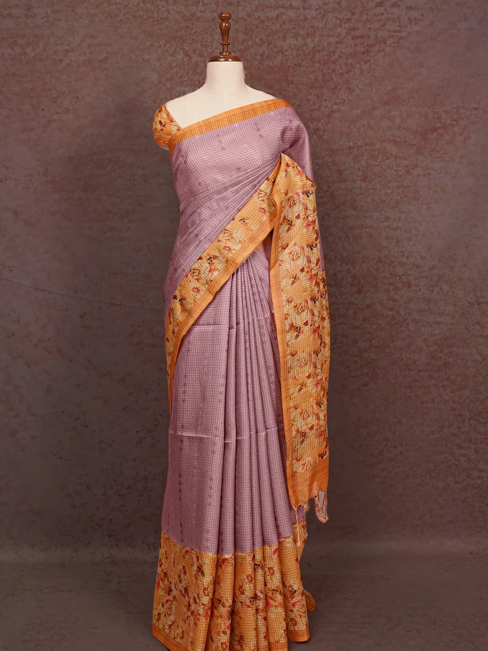 Light Lavender Semi Tussar Saree