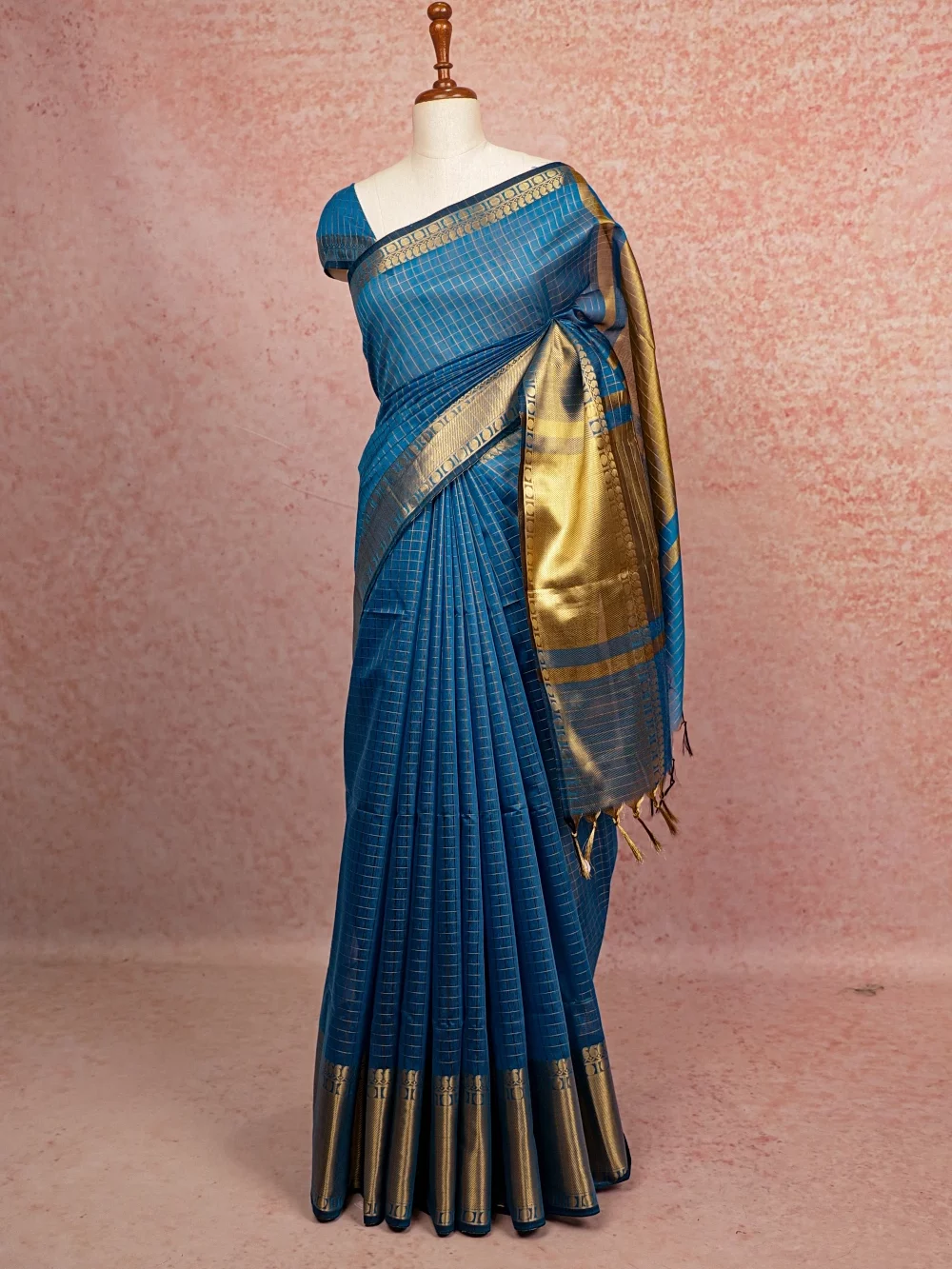 Blue Chanderi Cotton Saree