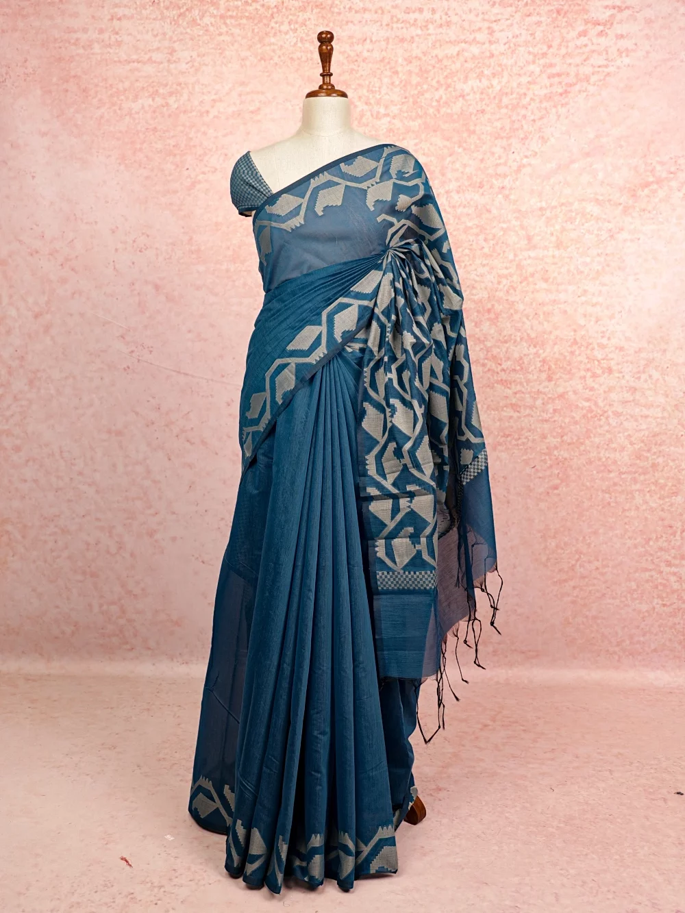 Blue Chanderi Cotton Saree