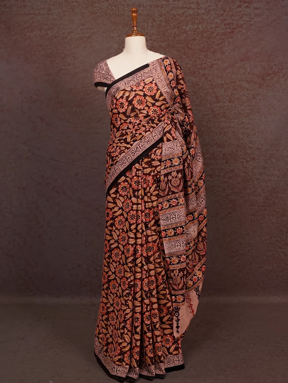 Brown Cotton Saree