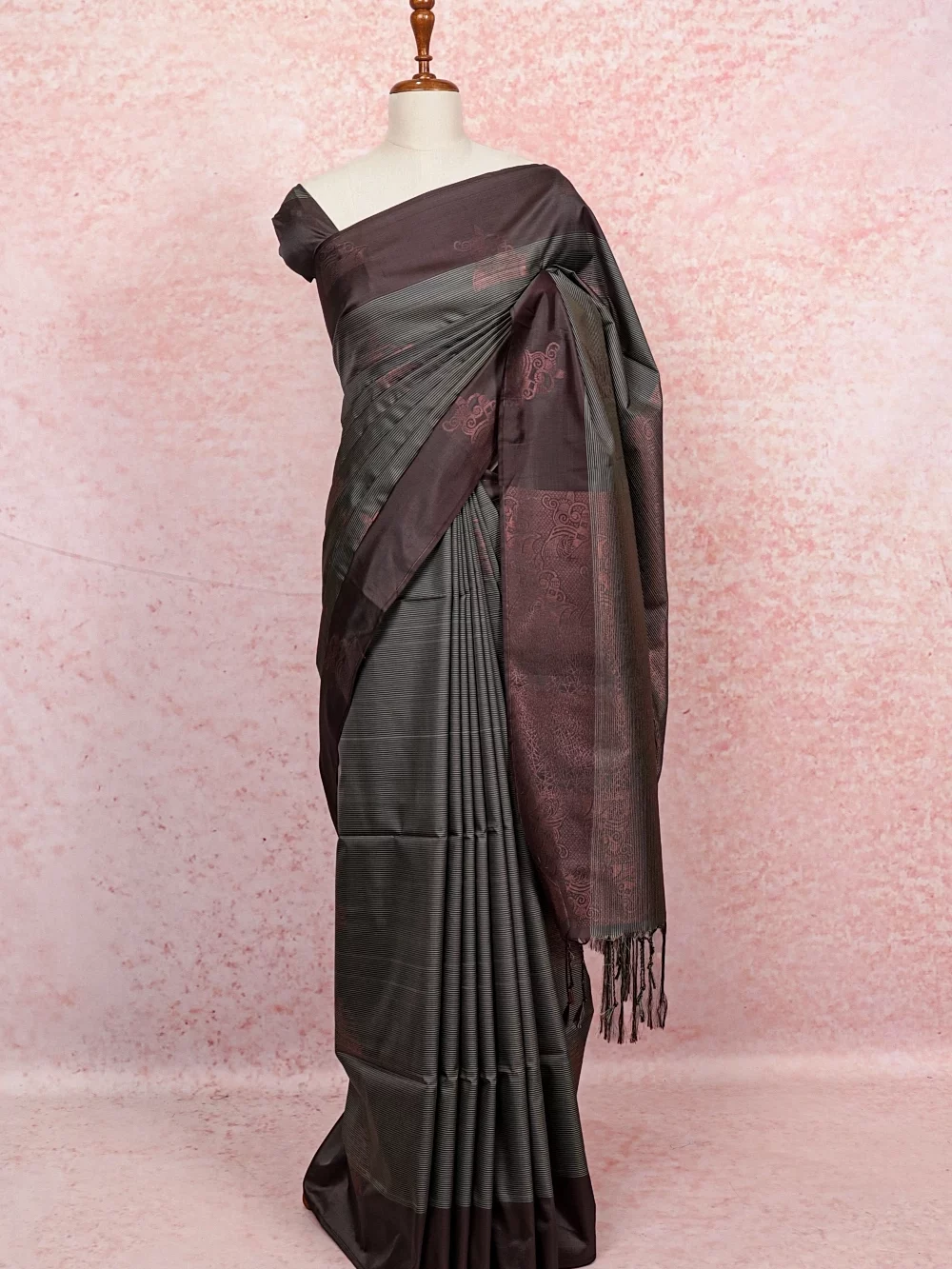 Coffee Brown Semi Silk Saree